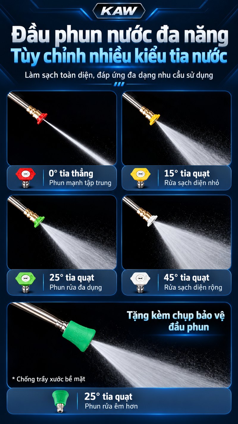 Đầu phun nước đa năng nhiều kiểu tia