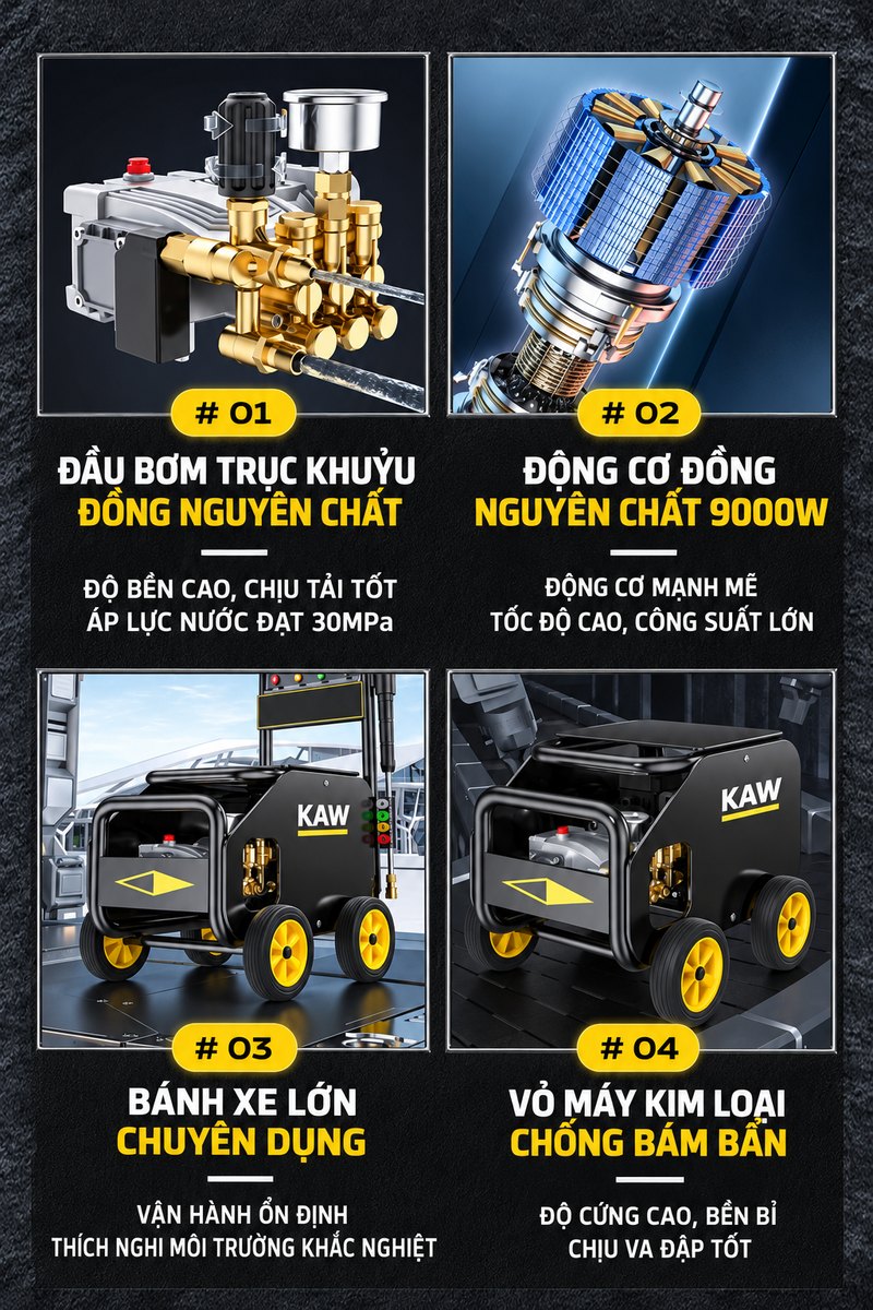 4 điểm nhấn máy rửa xe KAW 9KW