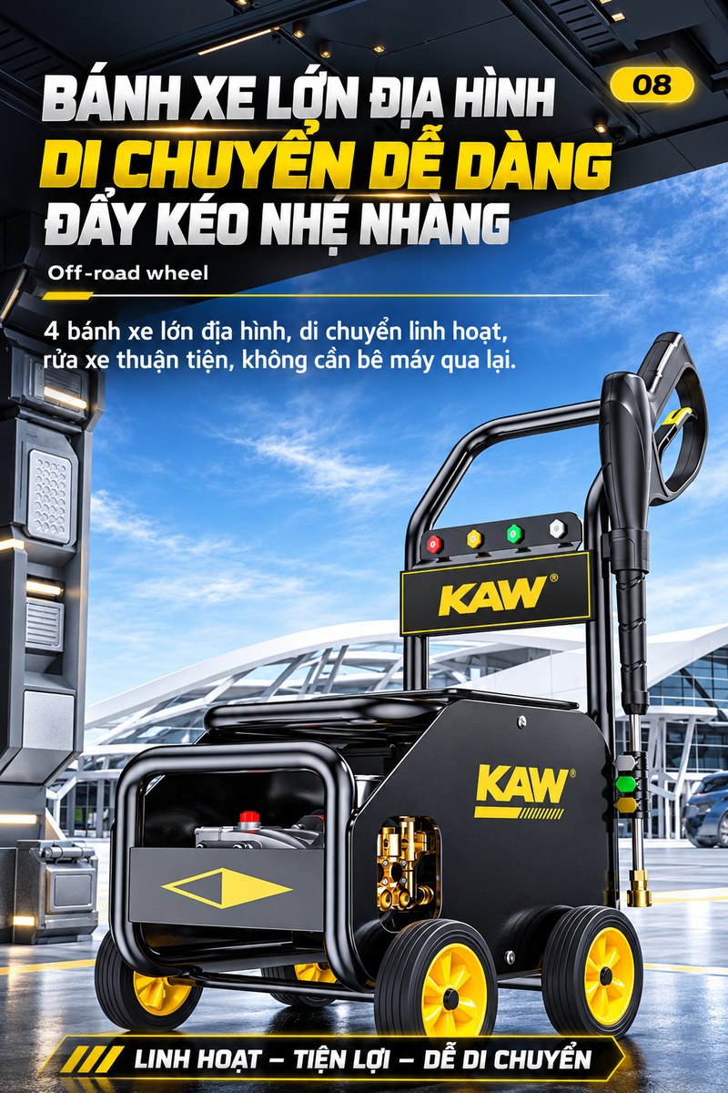 Bánh xe lớn địa hình, di chuyển dễ dàng