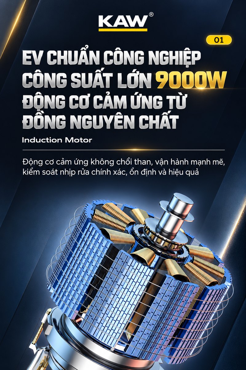 Động cơ cảm ứng từ đồng nguyên chất 9000W