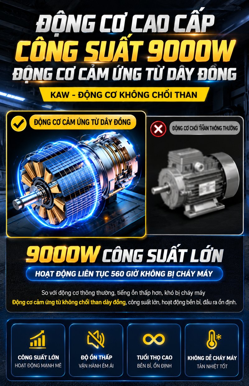 Động cơ cao cấp công suất 9000W không chổi than