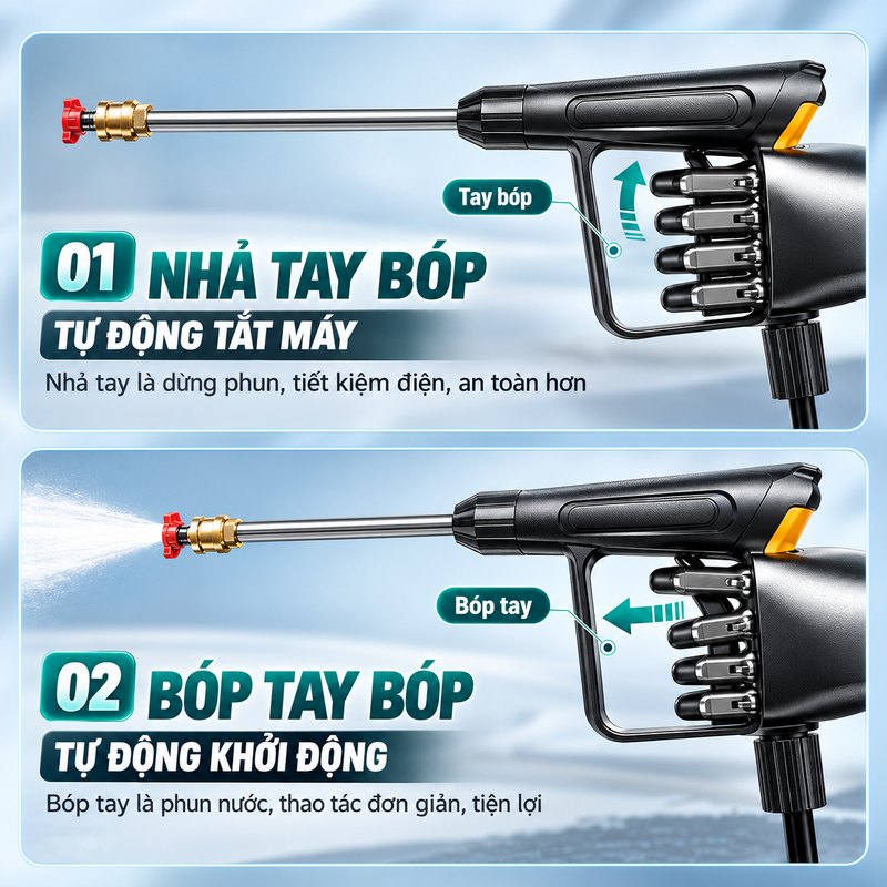Bóp tay tự khởi động, nhả tay tự tắt máy