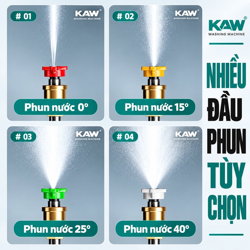Nhiều đầu phun tùy chọn 0, 15, 25, 40 độ