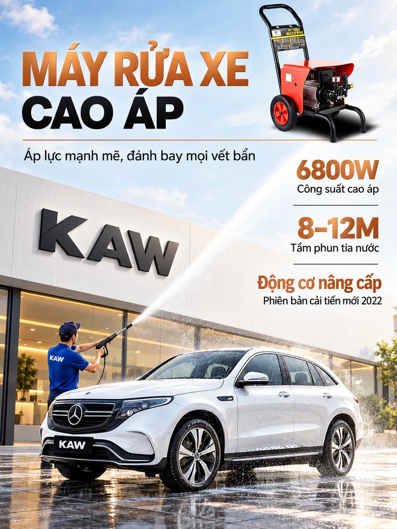 Máy rửa xe cao áp KAW đánh bay mọi vết bẩn