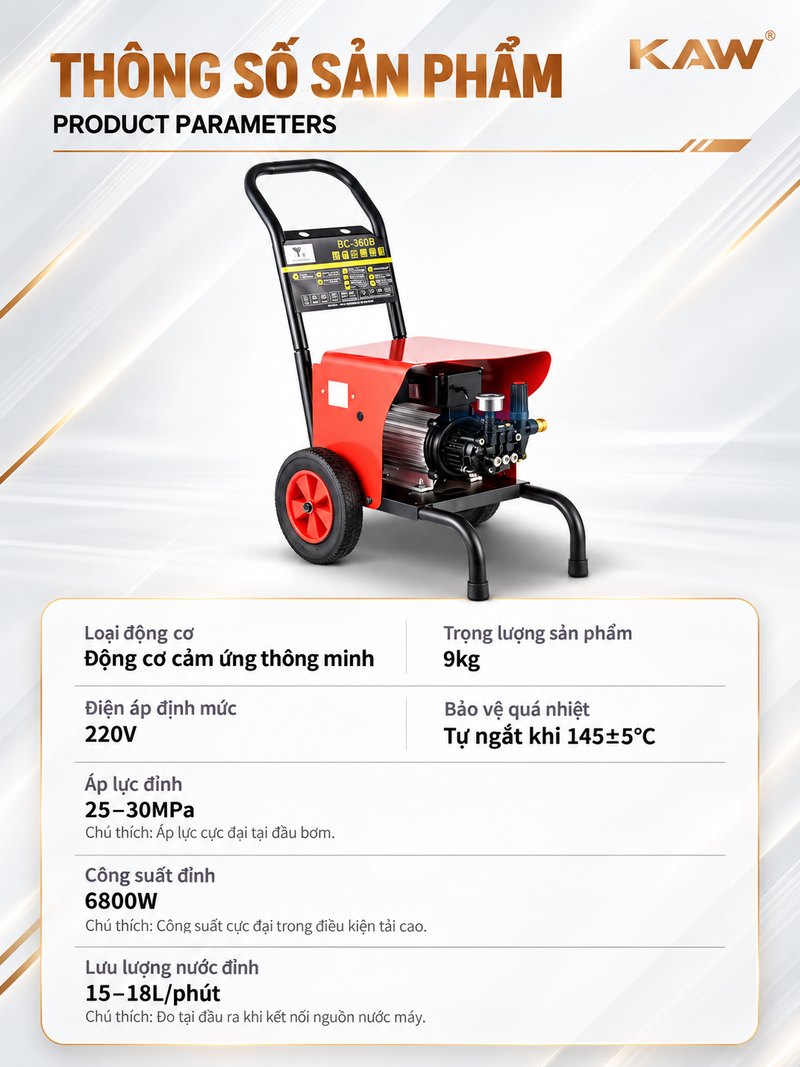 Thông số sản phẩm máy rửa xe KAW BC-360B