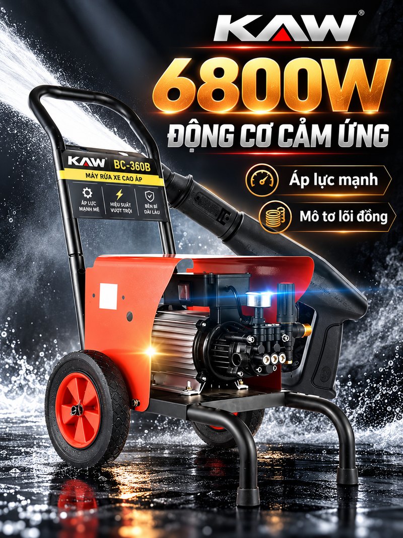 Máy rửa xe cao áp KAW BC-360B 6800W động cơ cảm ứng