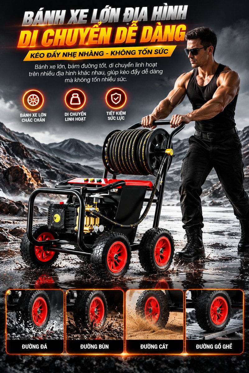 Bánh xe lớn địa hình, di chuyển dễ dàng