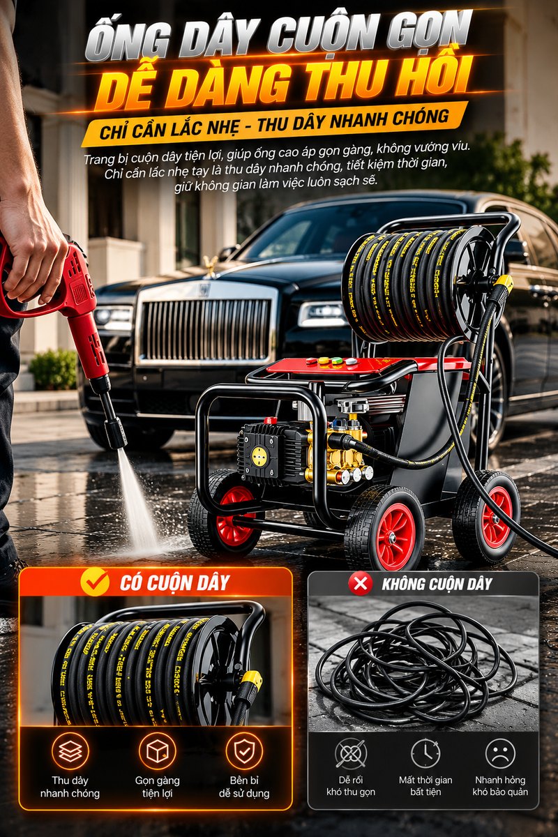 Ống dây cuộn gọn, dễ dàng thu hồi