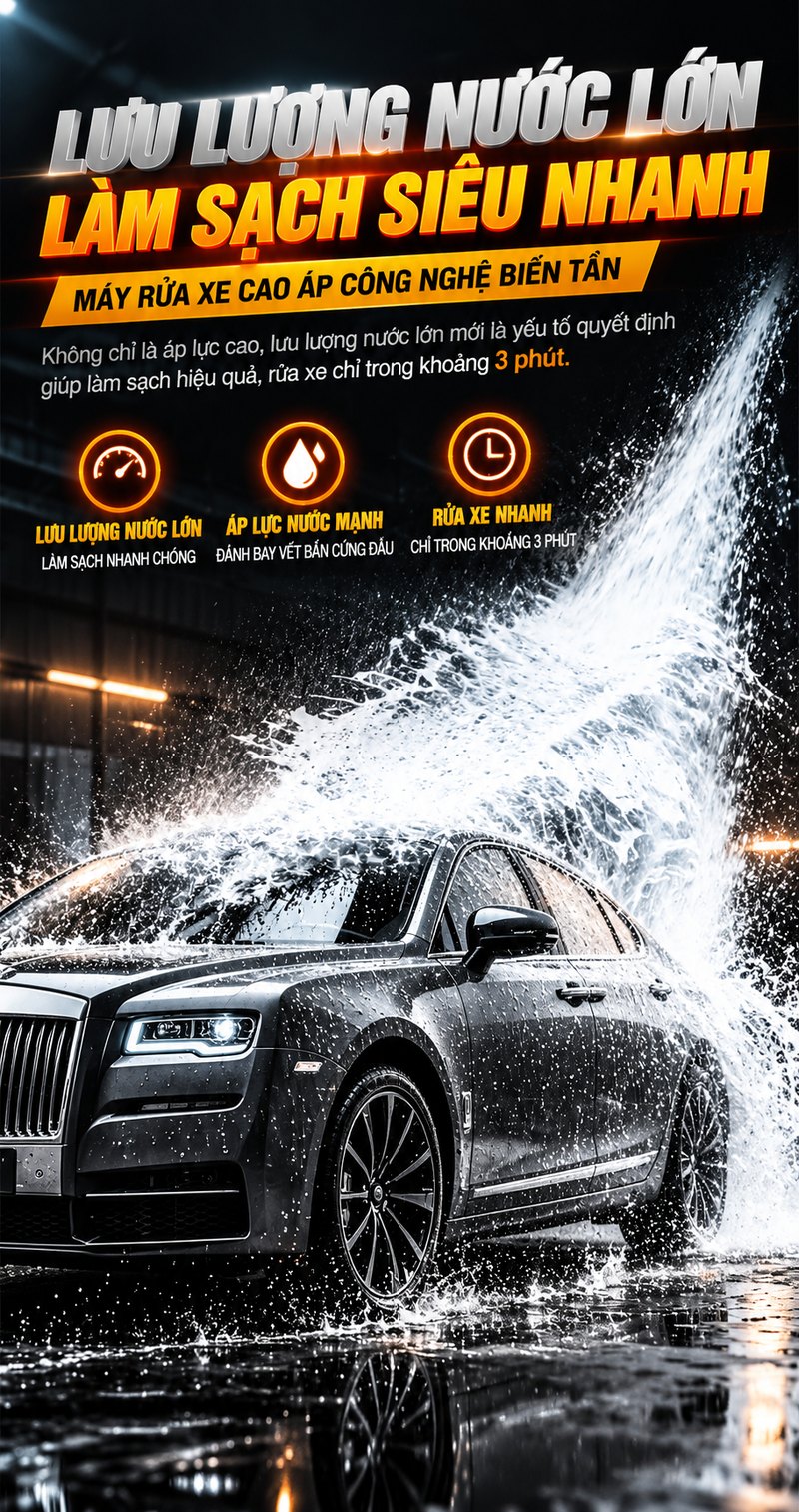 Lưu lượng nước lớn, làm sạch siêu nhanh