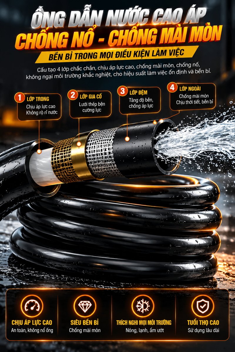 Ống dẫn nước cao áp chống nổ, chống mài mòn