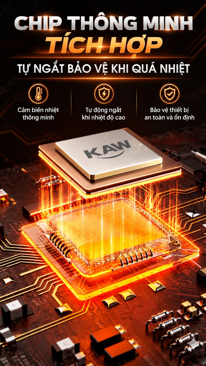 Chip thông minh tự ngắt bảo vệ khi quá nhiệt