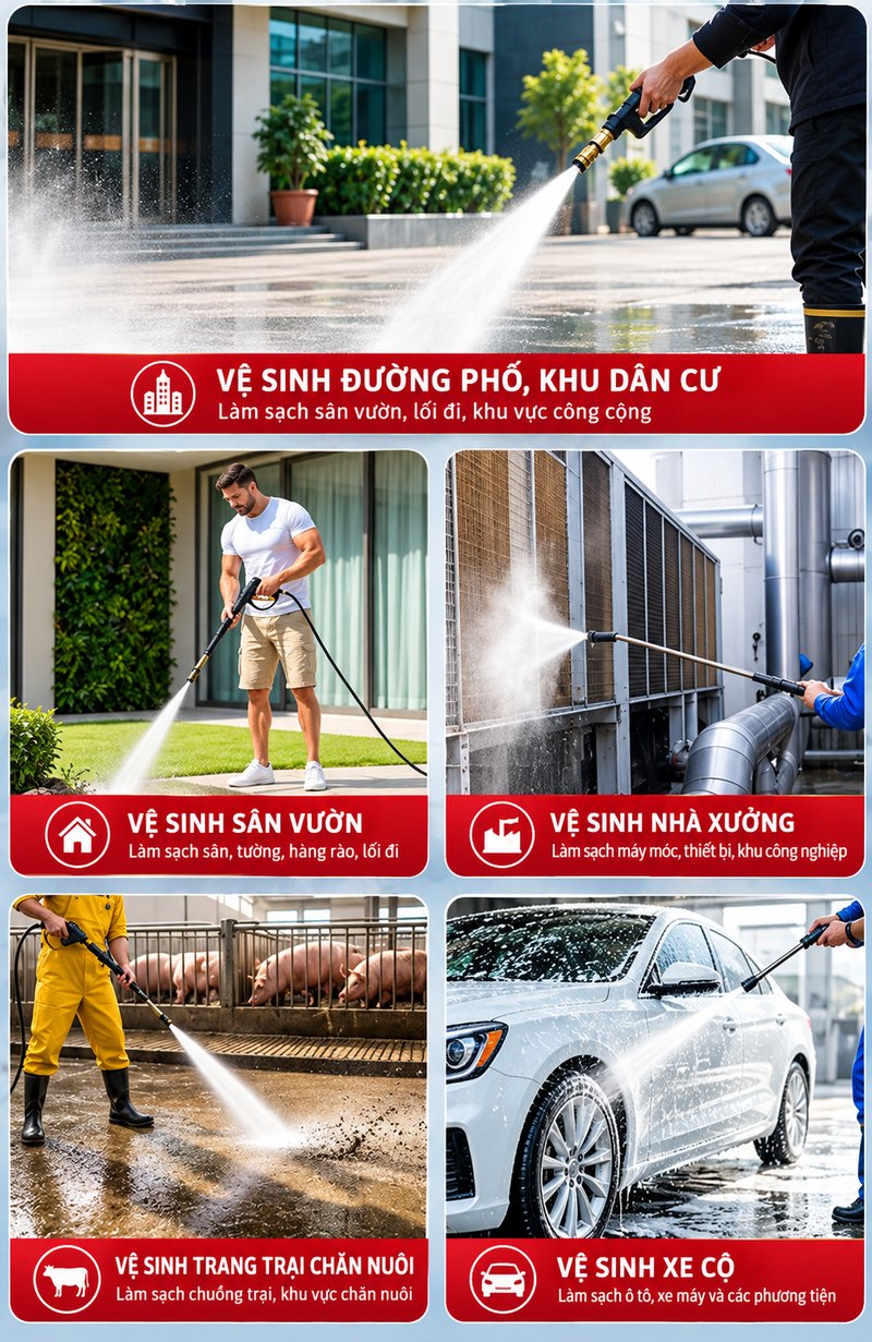 Ứng dụng máy rửa xe KAW