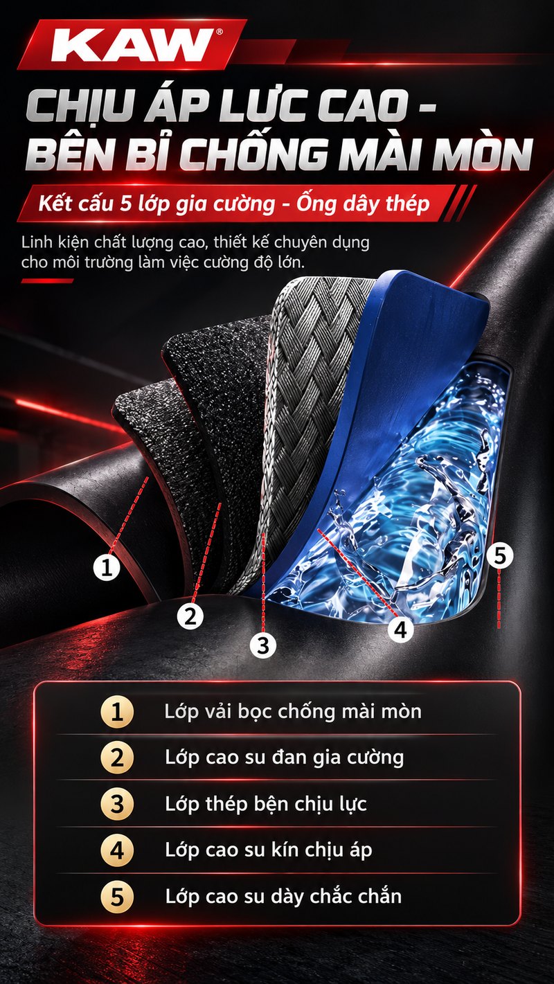 Ống dây thép 5 lớp chịu áp lực cao