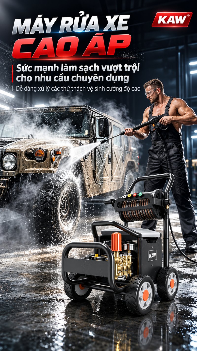 Máy rửa xe cao áp KAW sức mạnh làm sạch vượt trội