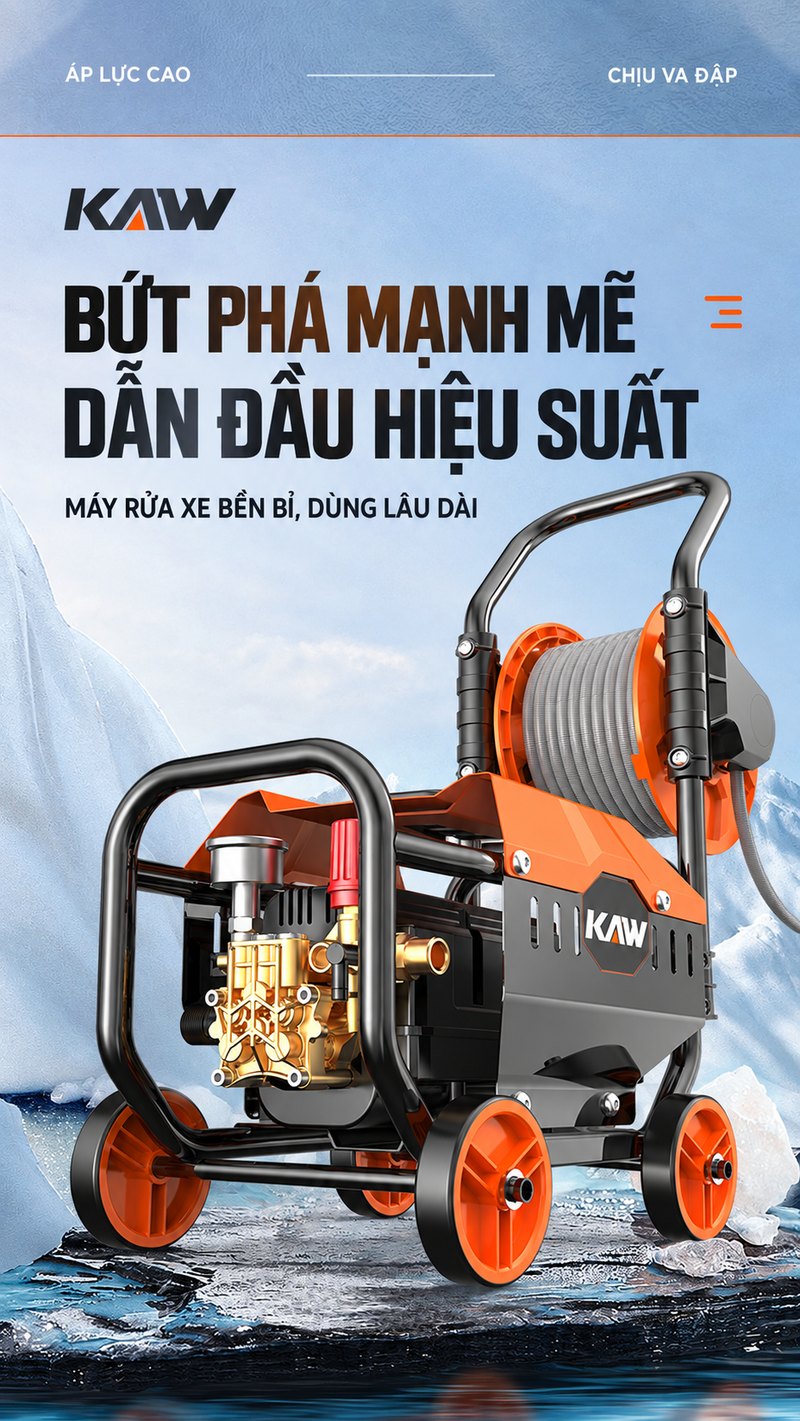 Máy rửa xe cao áp KAW bứt phá mạnh mẽ