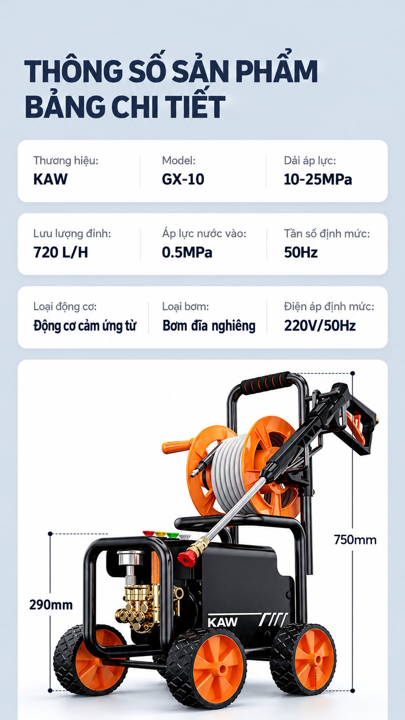 Thông số sản phẩm máy rửa xe KAW GX-10