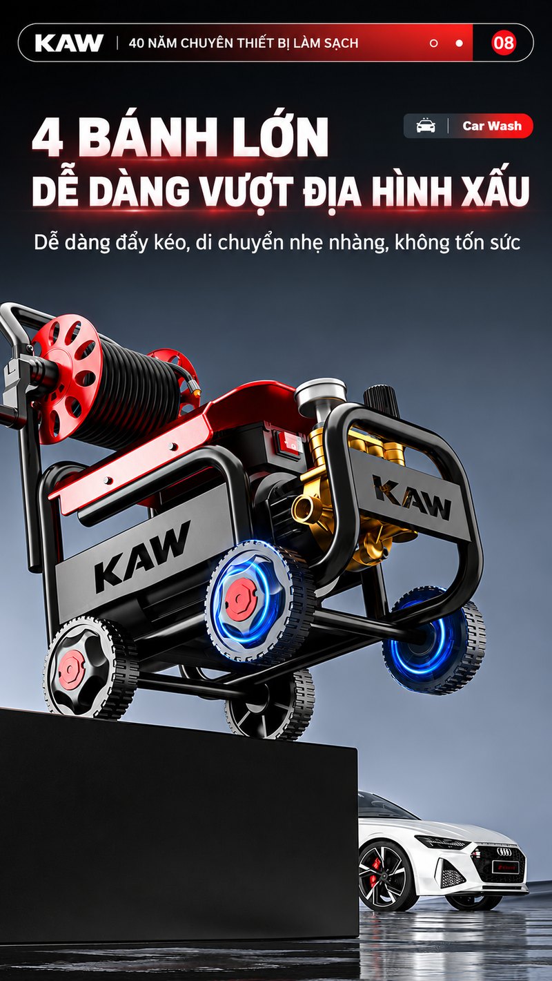 4 bánh lớn dễ dàng vượt địa hình xấu