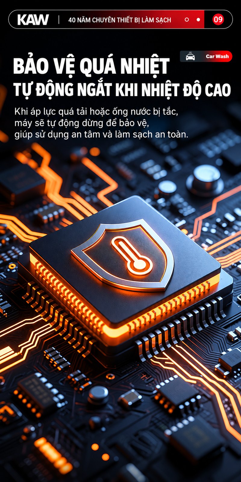 Bảo vệ quá nhiệt, tự động ngắt khi nhiệt độ cao