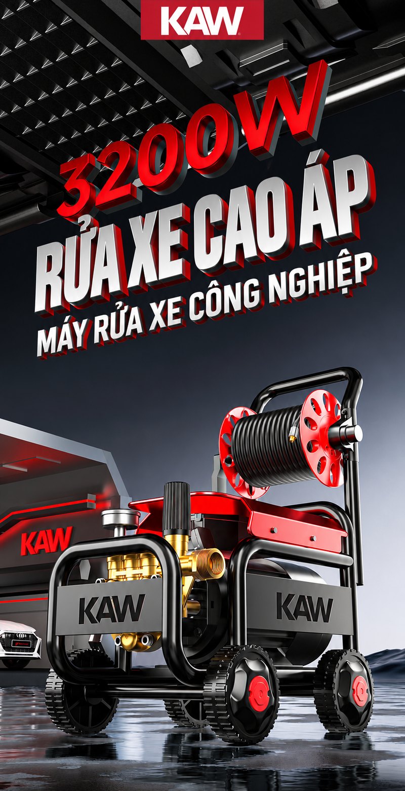 Máy rửa xe cao áp KAW 3200W công nghiệp