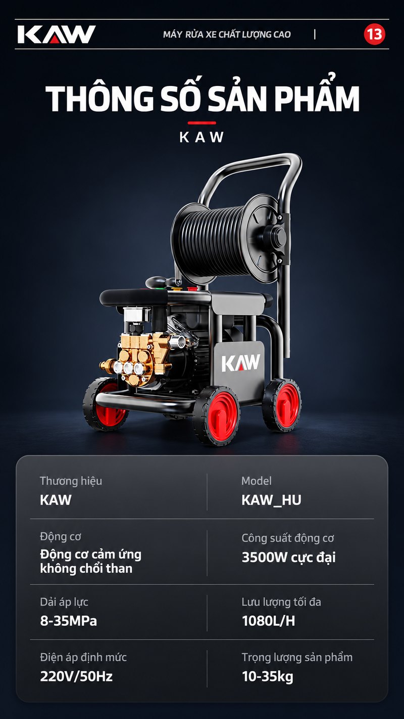 Thông số sản phẩm máy rửa xe KAW HU