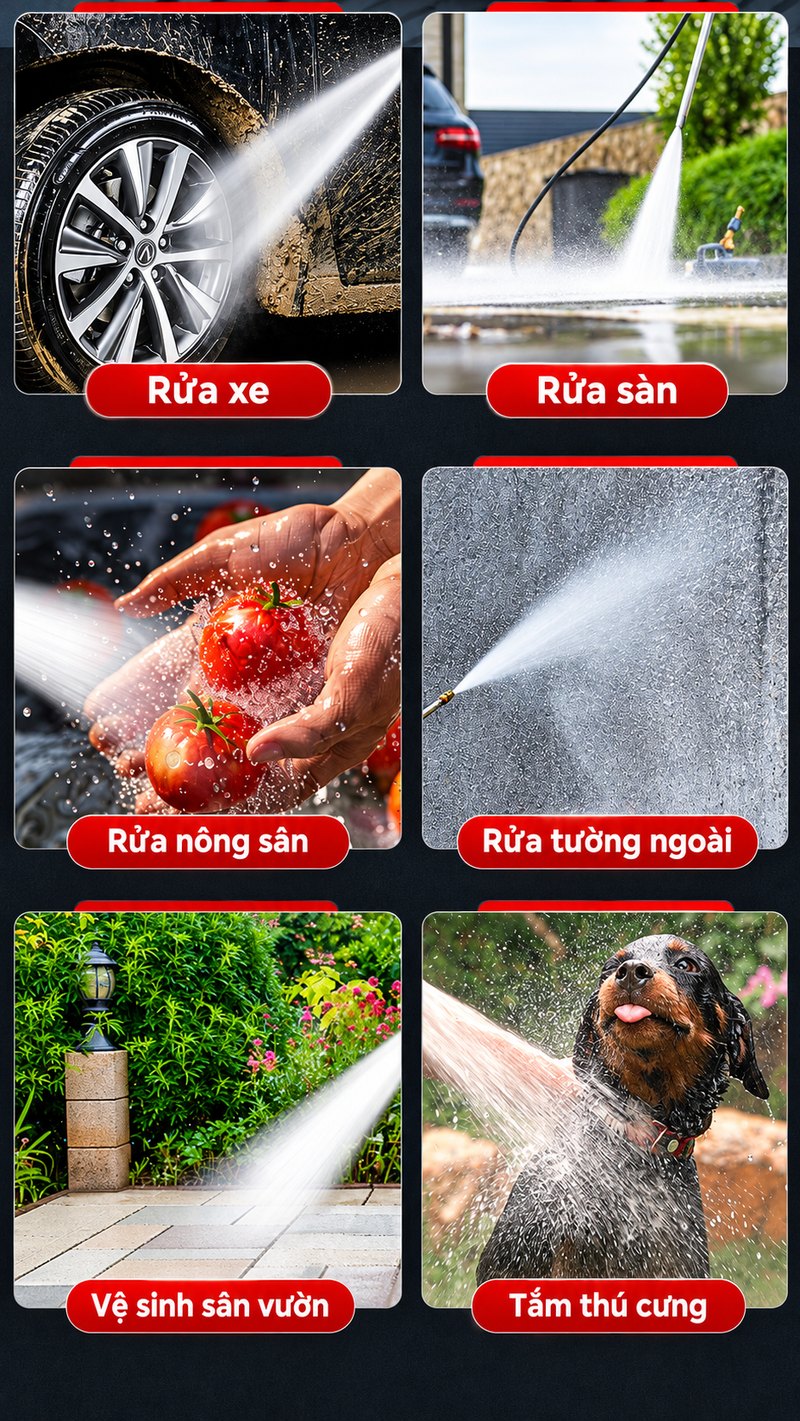 Ứng dụng máy rửa xe KAW HU