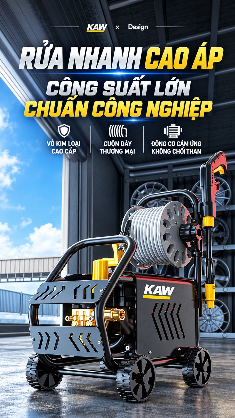 Máy rửa xe cao áp KAW K3 công suất lớn chuẩn công nghiệp