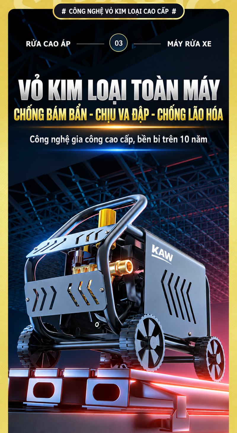 Vỏ kim loại toàn máy chống bám bẩn, chịu va đập