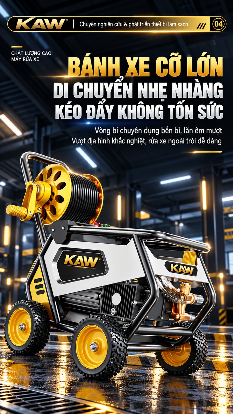 Bánh xe cỡ lớn di chuyển nhẹ nhàng