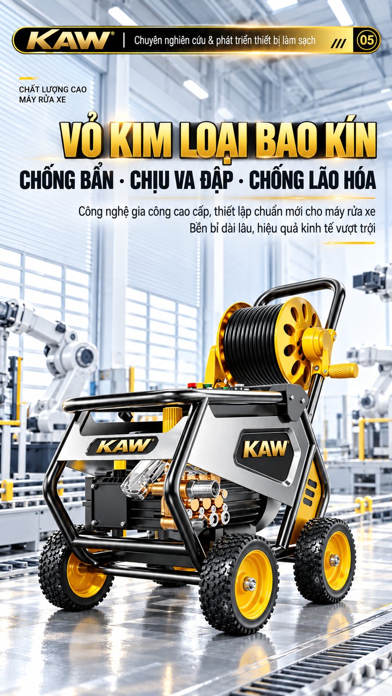 Vỏ kim loại bao kín chống bẩn, chịu va đập