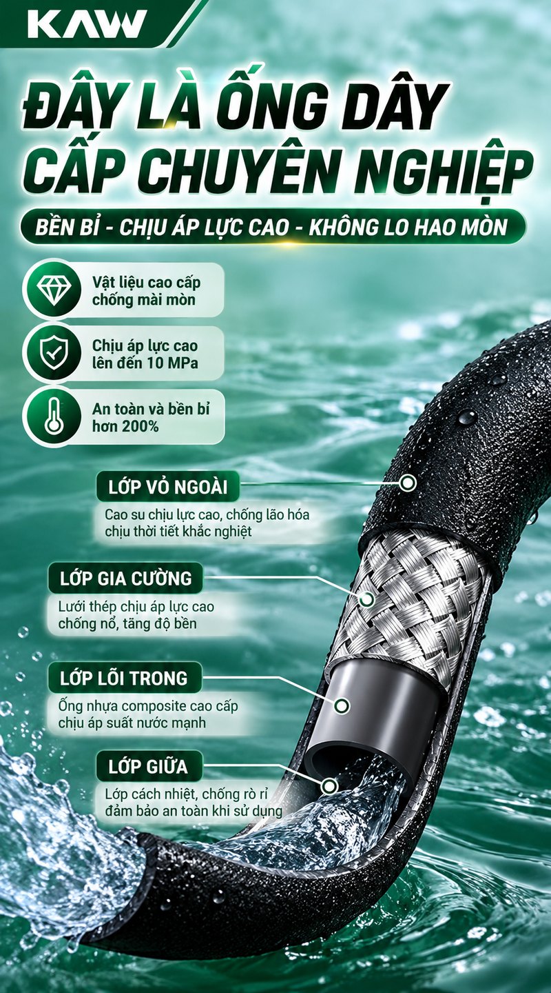 Ống dây cấp chuyên nghiệp chịu áp lực cao