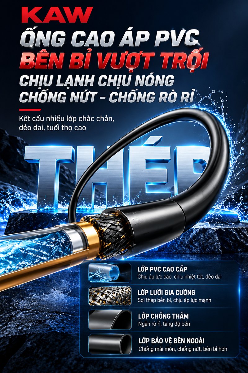 Ống cao áp PVC lõi thép bền bỉ