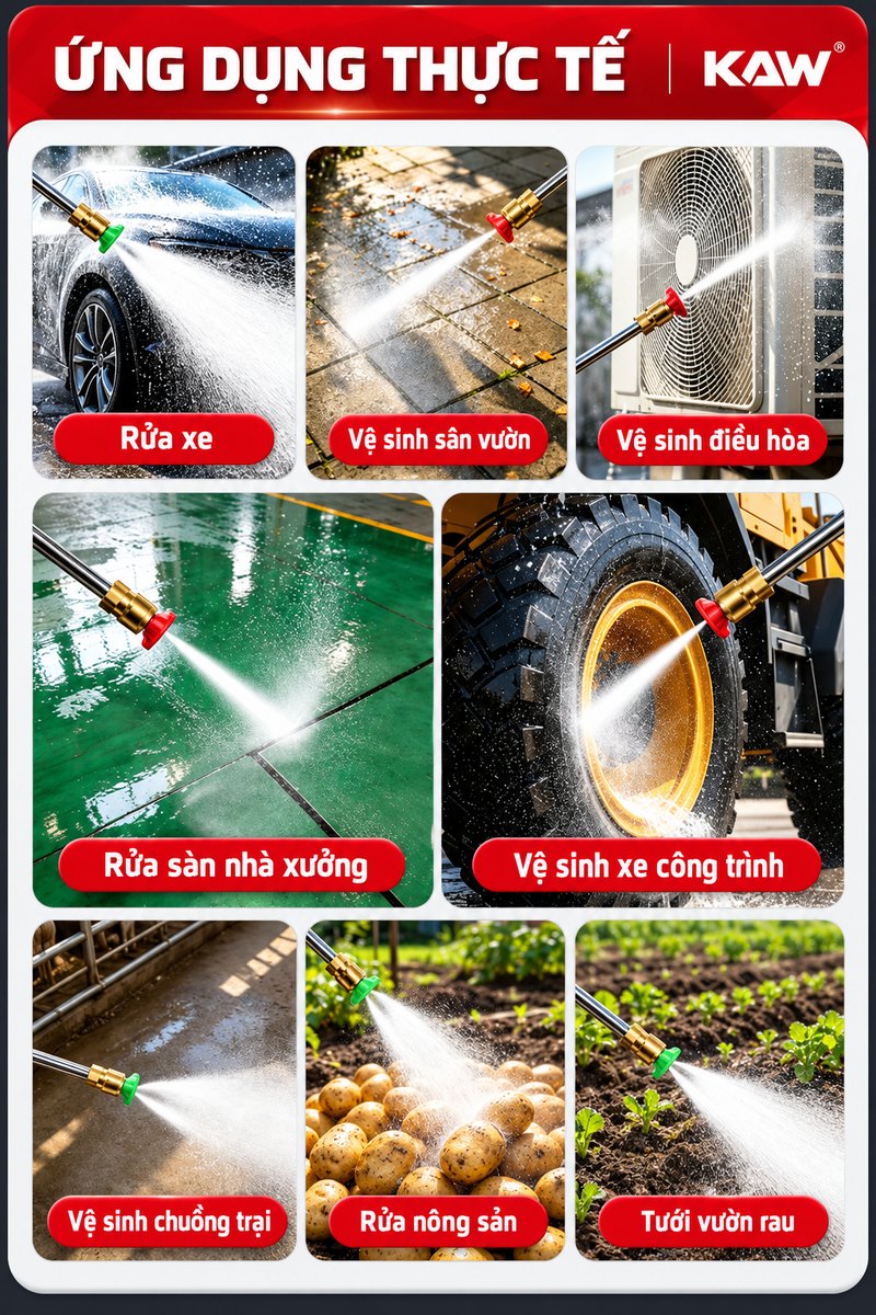 Ứng dụng thực tế máy rửa xe KAW M3