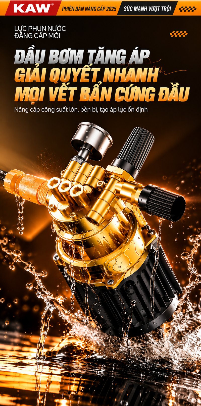 Đầu bơm tăng áp 4 piston máy rửa xe KAW M9