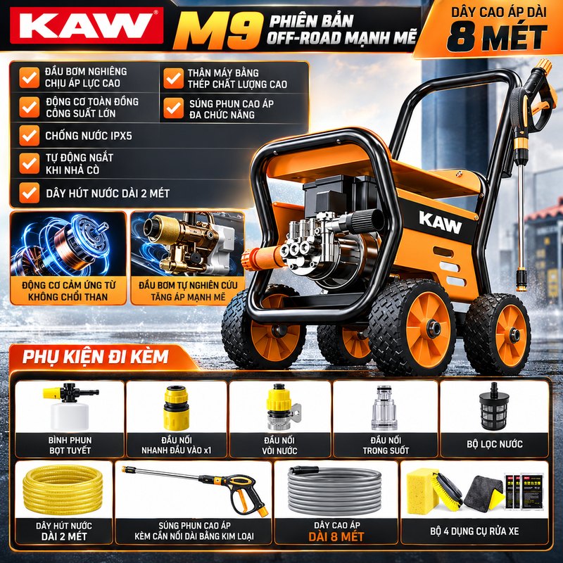 Phụ kiện đi kèm máy rửa xe KAW M9