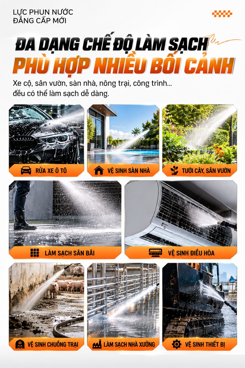 Ứng dụng đa dạng của máy rửa xe KAW M9