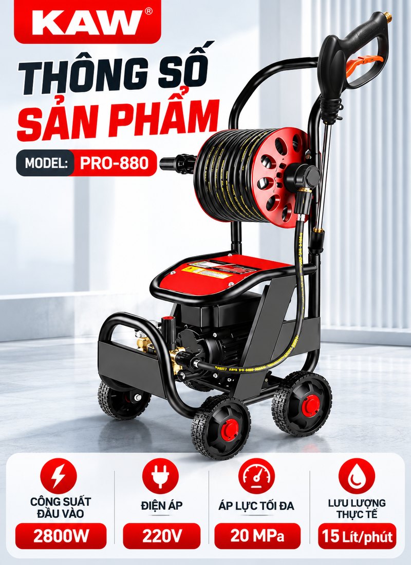 Thông số sản phẩm máy rửa xe KAW PRO-880