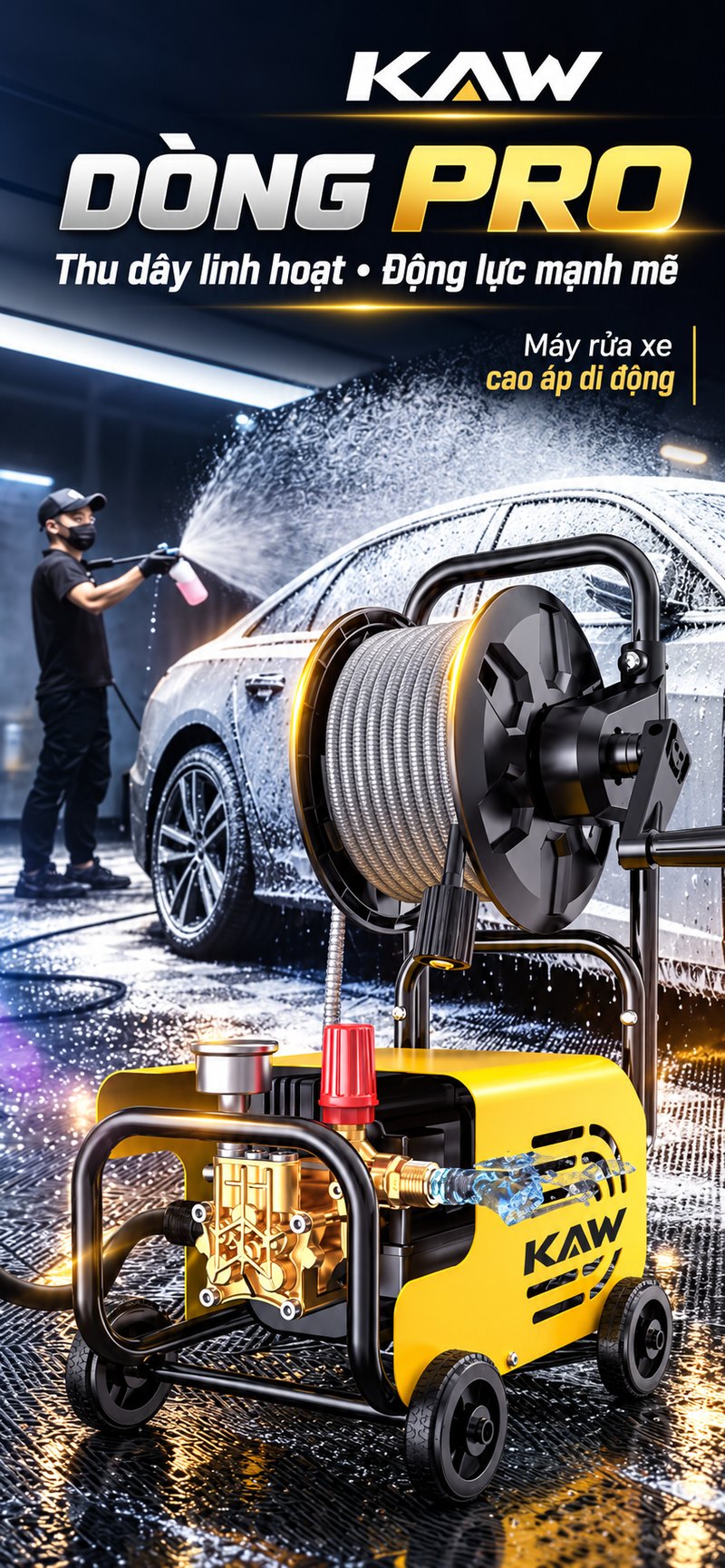 Máy rửa xe cao áp di động KAW dòng PRO