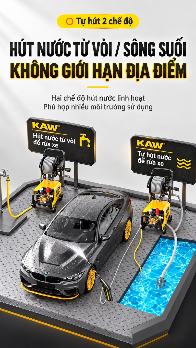 Tự hút 2 chế độ, không giới hạn địa điểm