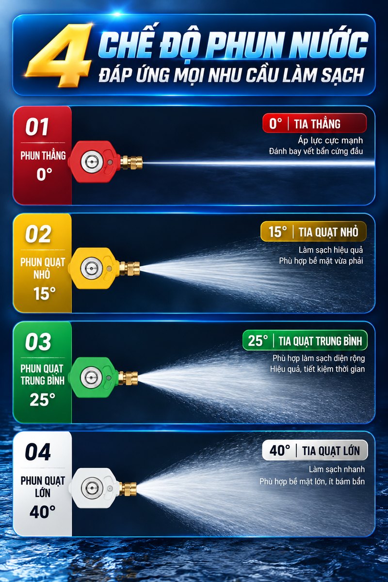 4 chế độ phun nước