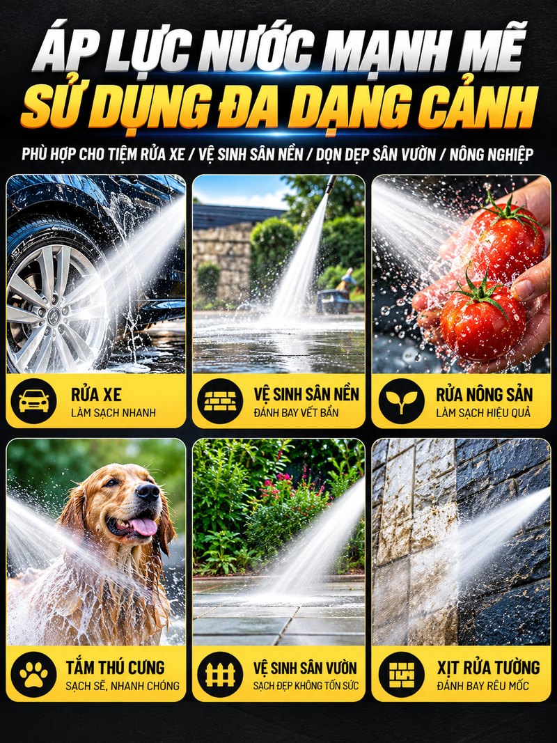 Ứng dụng đa dạng của máy rửa xe KAW