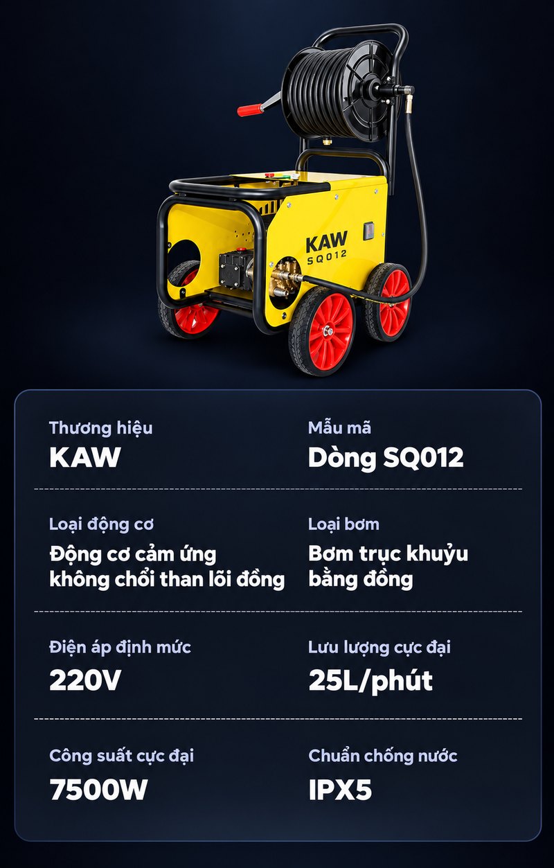 Thông số kỹ thuật máy rửa xe KAW SQ012