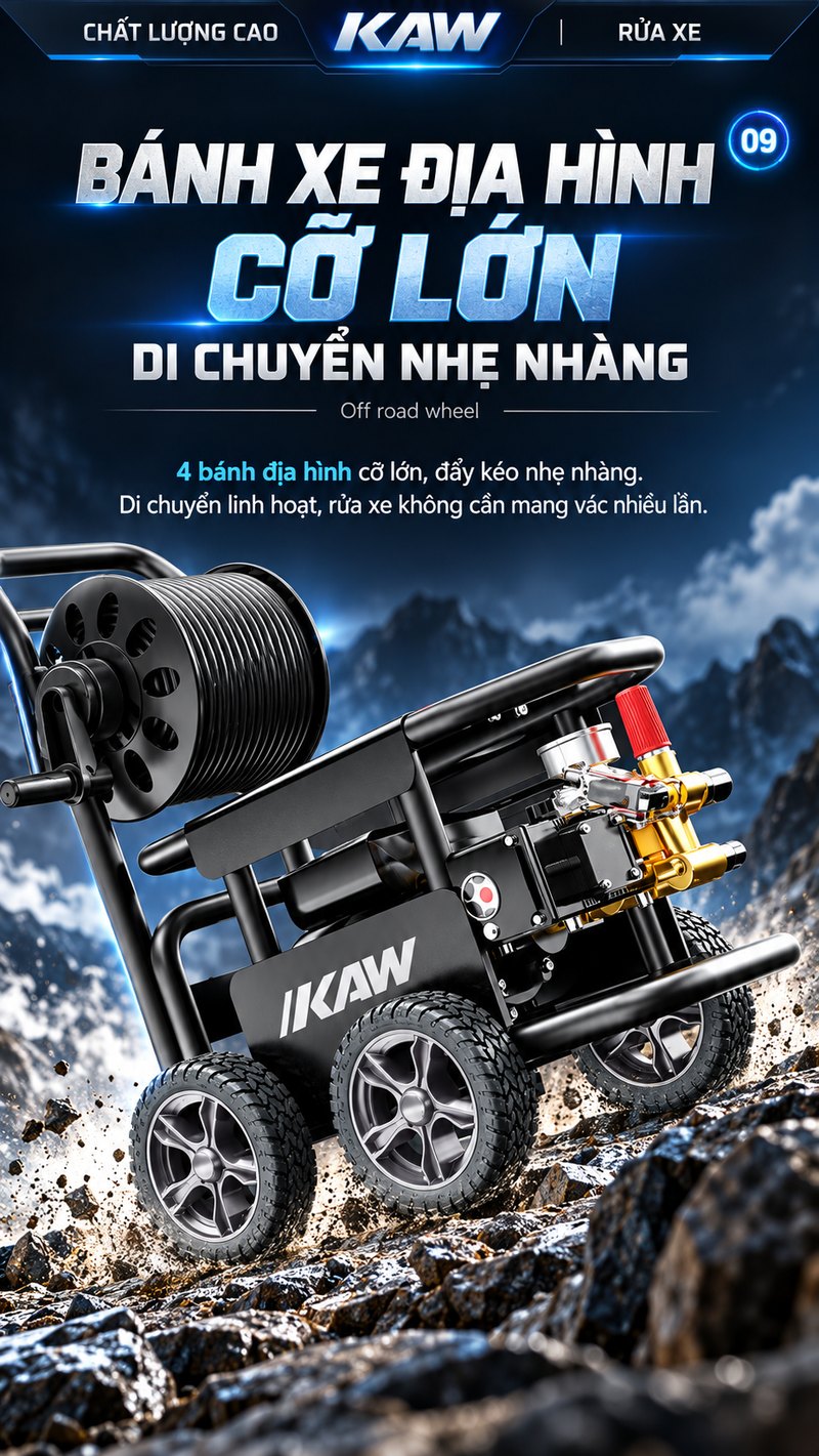 Bánh xe địa hình cỡ lớn di chuyển nhẹ nhàng