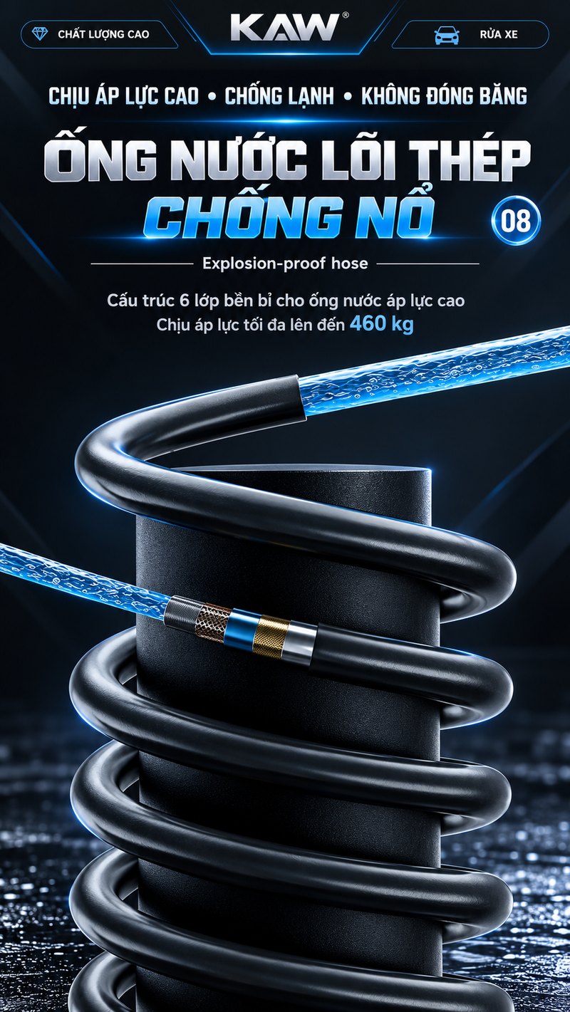 Ống nước lõi thép chống nổ 6 lớp