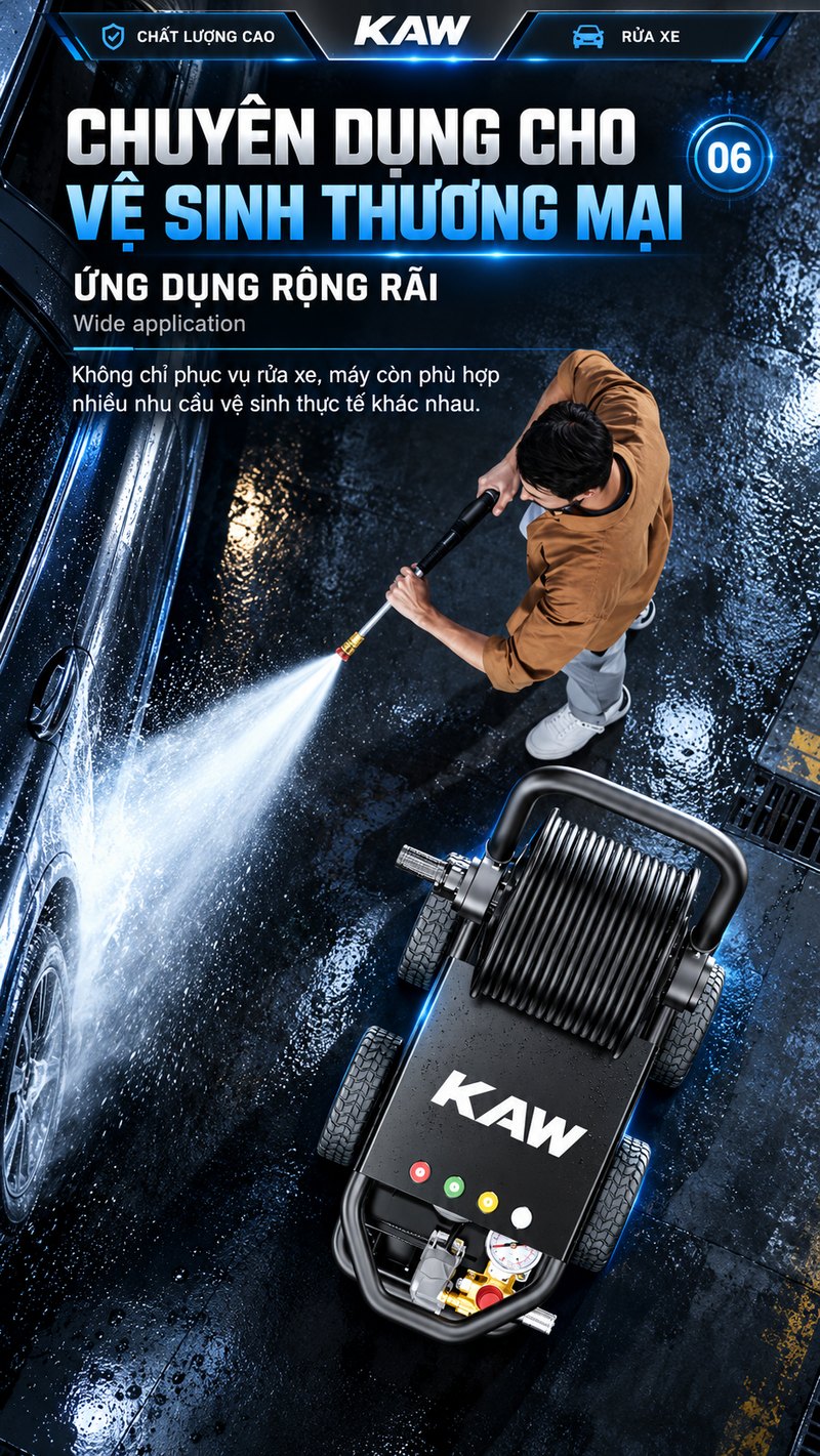 Máy rửa xe KAW T8 chuyên dụng vệ sinh thương mại