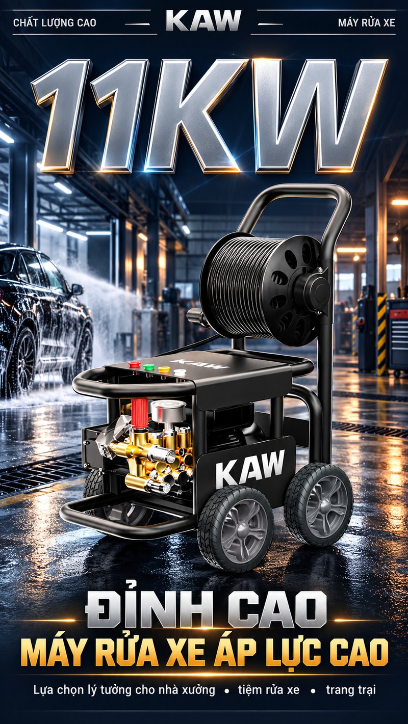 Máy rửa xe cao áp KAW T8 11kW cấp công nghiệp