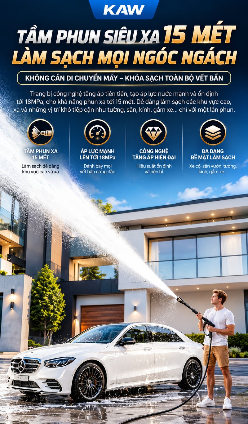 Tầm phun siêu xa 15 mét