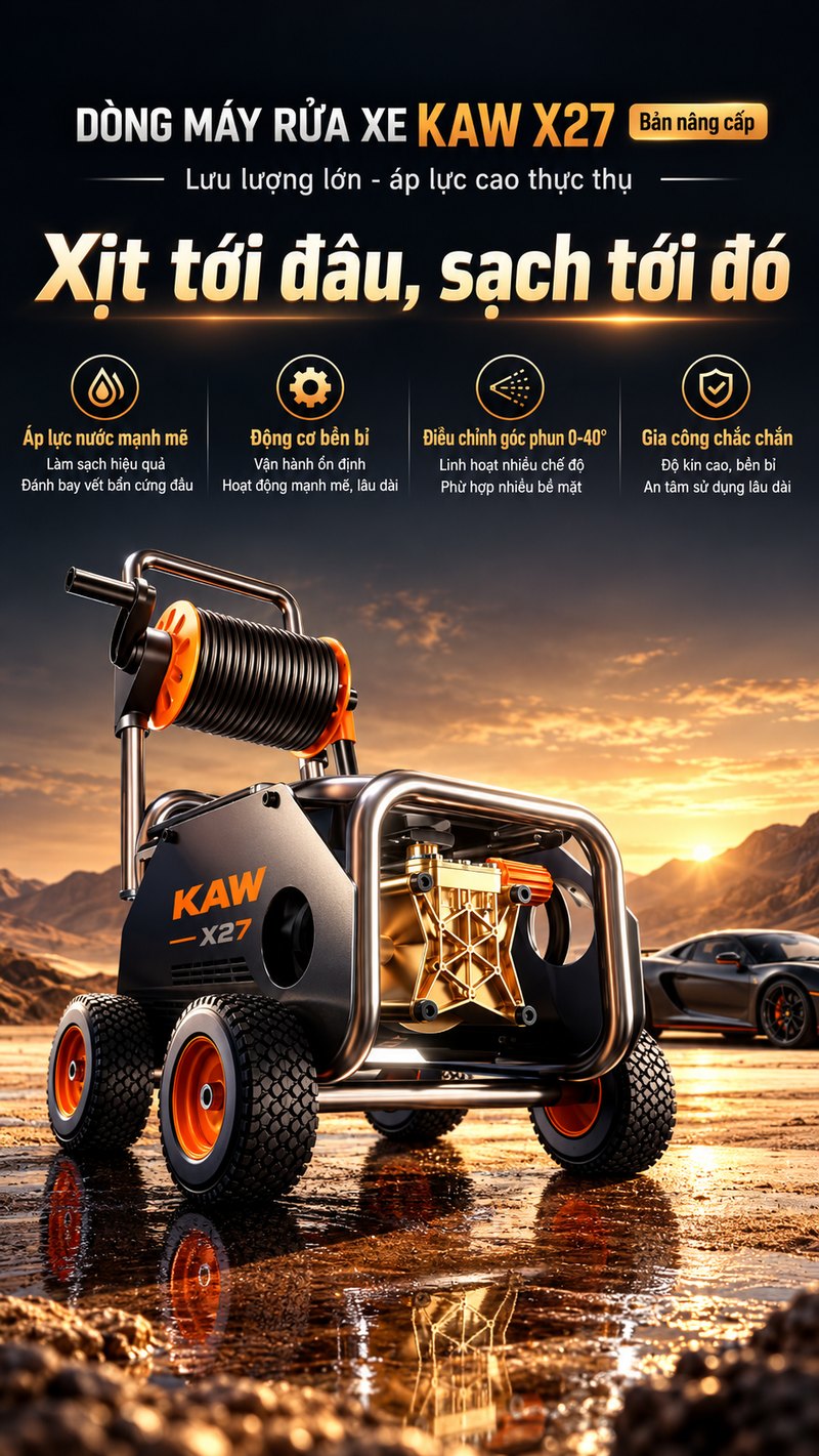 Máy rửa xe cao áp KAW X27 bản nâng cấp