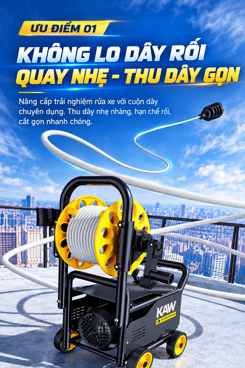Không lo dây rối, quay nhẹ thu dây gọn