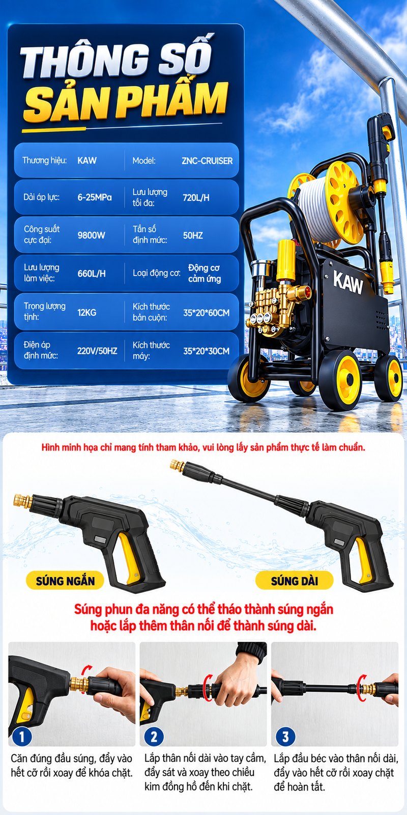 Thông số sản phẩm máy rửa xe KAW ZNC Cruiser V8